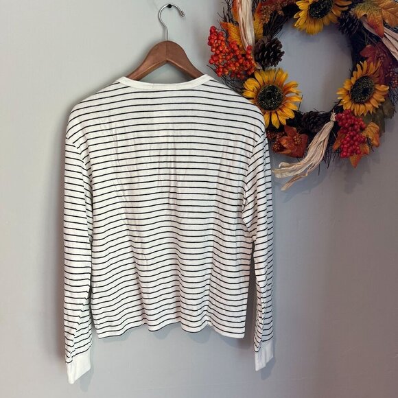 Marine Layer Double Knit Carter Henlet Medium in White Black Stripe - Picture 4 of 8